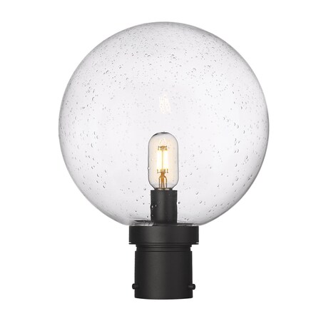 Z-Lite Laurent Outdoor Post Mount Fixture, 1-Light, 12 In.W x 15.75 In.H, Black/Clear Seedy 599PHB-BK